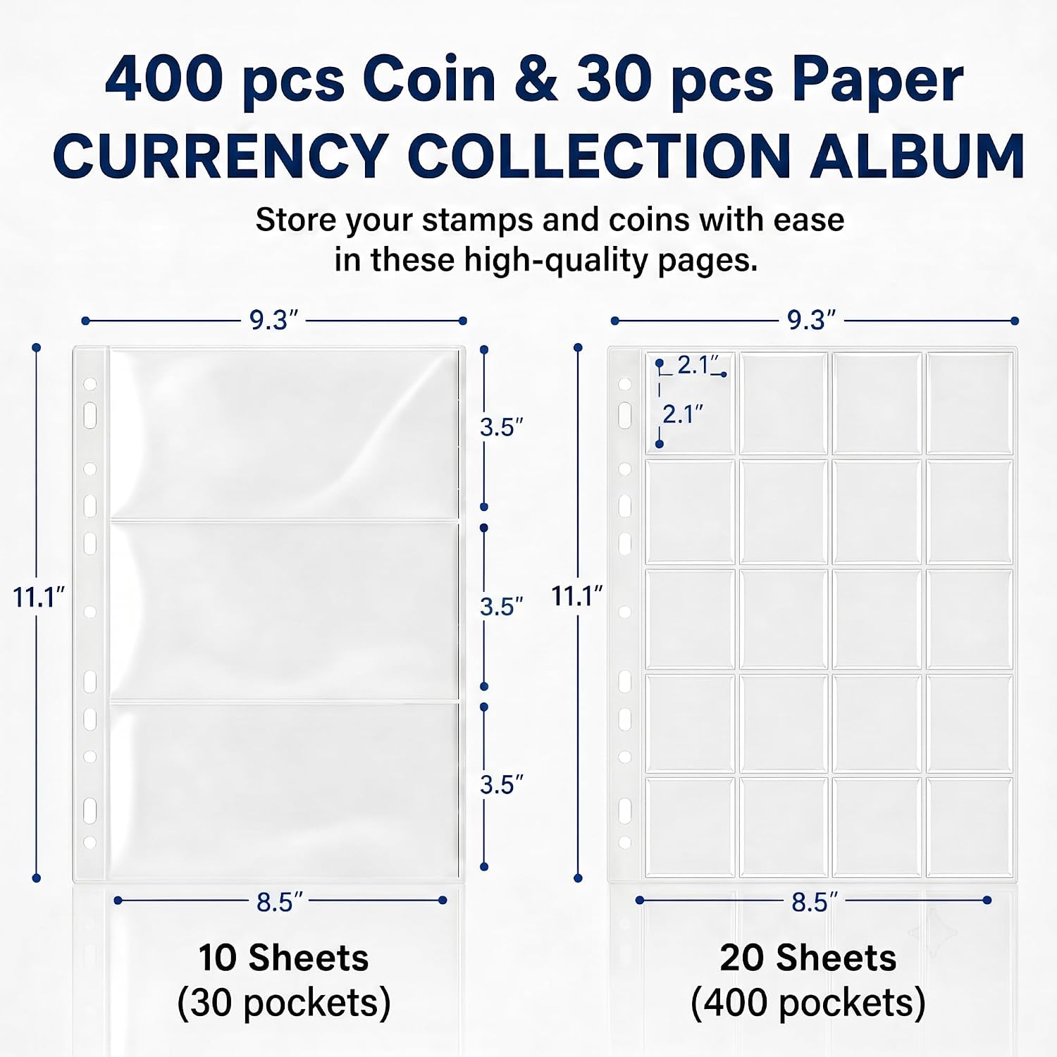 Coin Collection Book，430 Pockets Coin Collection Currency Album | PU Leather，100% PVC-Free Coin Sorter，Large-Capacity Storage for Coin Holder，Multifunctional Coin Collection