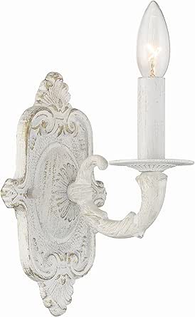 Crystorama Paris Market 1 Light Antique White Sconce