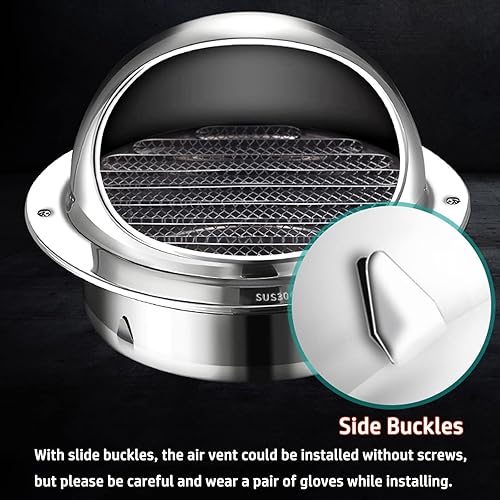 Miniatura 3 de Salida de ventilación de pared de 4, 6, 8, 10, 12 pulgadas, cubierta de ventilación de aire 304, extractor externo con nariz de acero inoxidable,