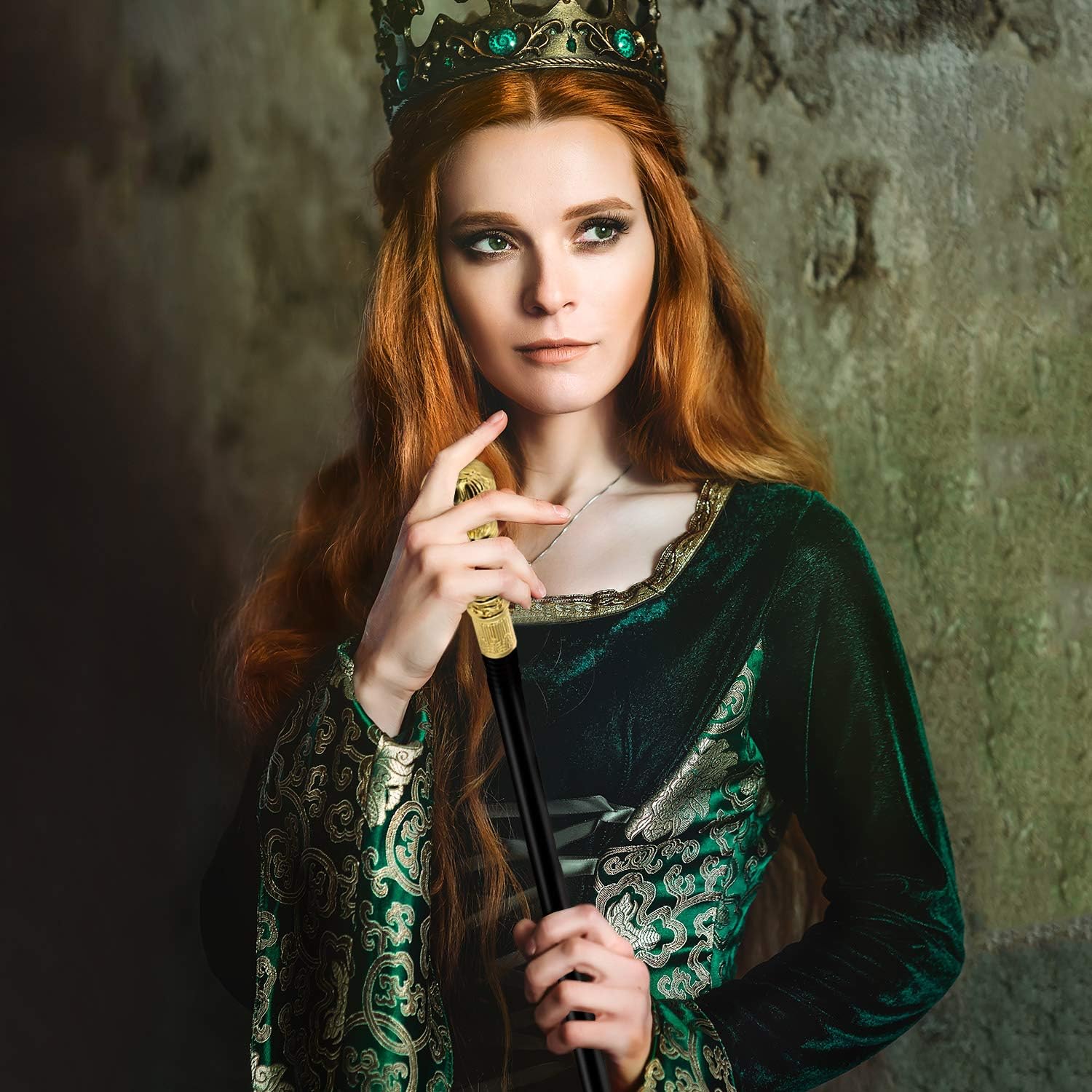 Gejoy Gold Costume Staff King Cane Walking Stick Cane Gold Costume Walking Cane Prop Costume Accessory for Women Men Teens Halloween Party Theme Party Supplies : Clothing, Shoes & Jewelry