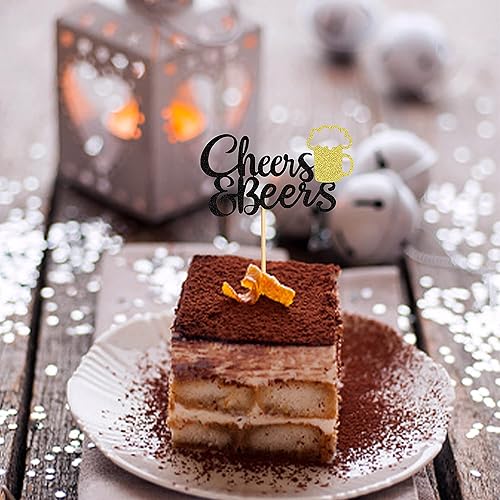 Miniatura 5 de Ercadio Paquete de 24 adornos para cupcakes de Cheers and Beers con taza de cerveza con purpurina para cupcakes, baby shower, cumpleaños, cervezas