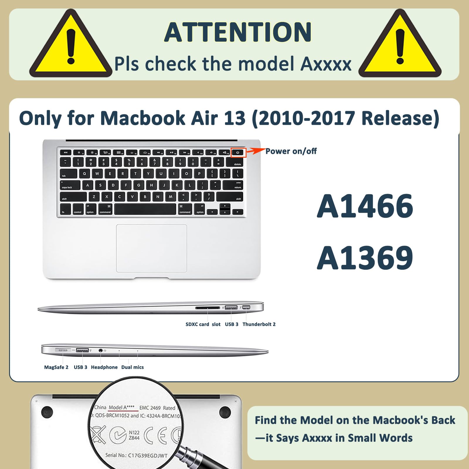Coque pour Macbook Air 13 Pouces 2017-2010 A1466 A1369,Plastique Étui Rigide de Protection Snap-on Case & Sac de Transport & Clavier pour Mac Air 13“,Chat de Dessin Animé