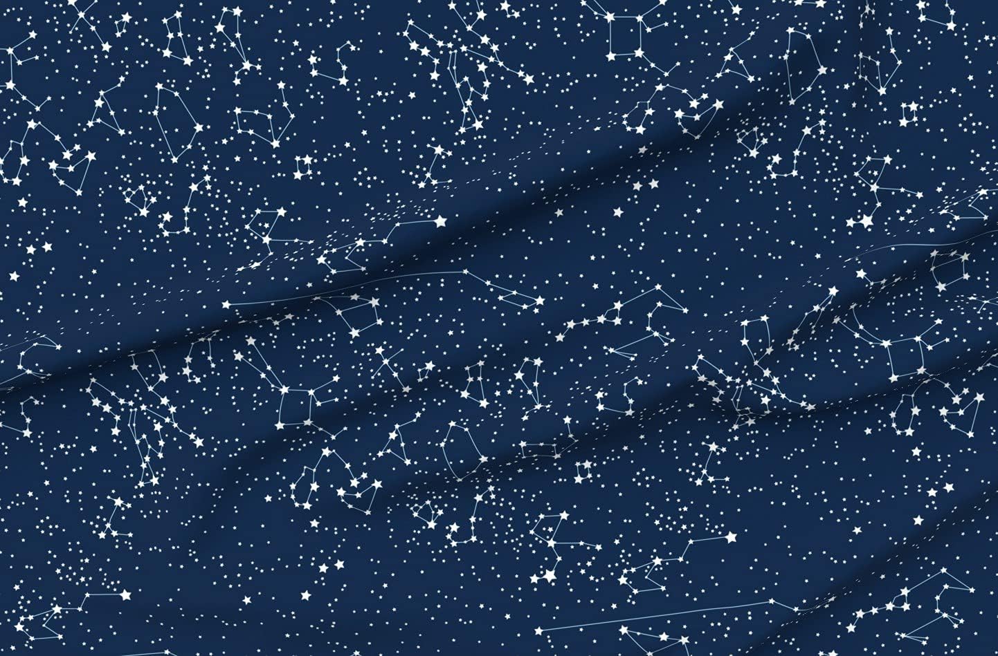 Spoonflower Fabric - Map Sky Cartography Geography Constellation Stars Star Galaxy Night Printed on Petal Signature Cotton Fabric Fat Quarter - Sewing Quilting Apparel Crafts Decor