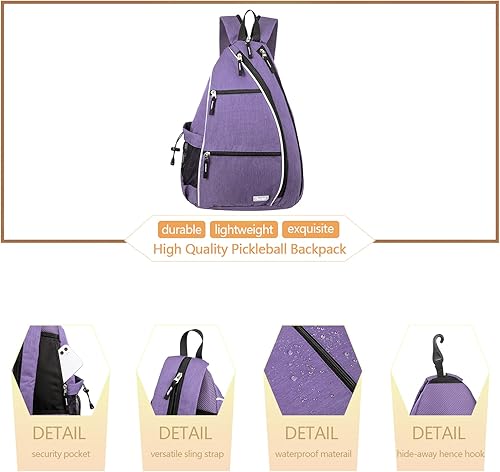 Miniatura 5 de Sucipi Bolsa de pickleball - Mochila de pickleball para hombres y mujeres, bolsa ajustable con gancho para cerca, gran capacidadbolsillo de seguridad