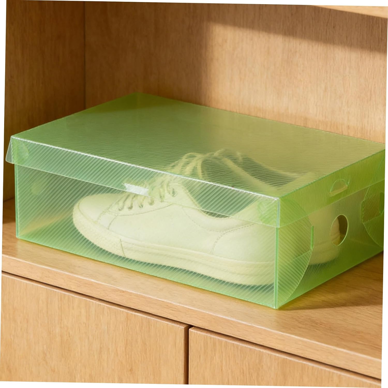 VALICLUD 7Pcs Foldable Stackable Shoe Storage Boxes with Transparent Lids Thickened PP Shoe Holder Organizers for Closet Under Bed Home Storage