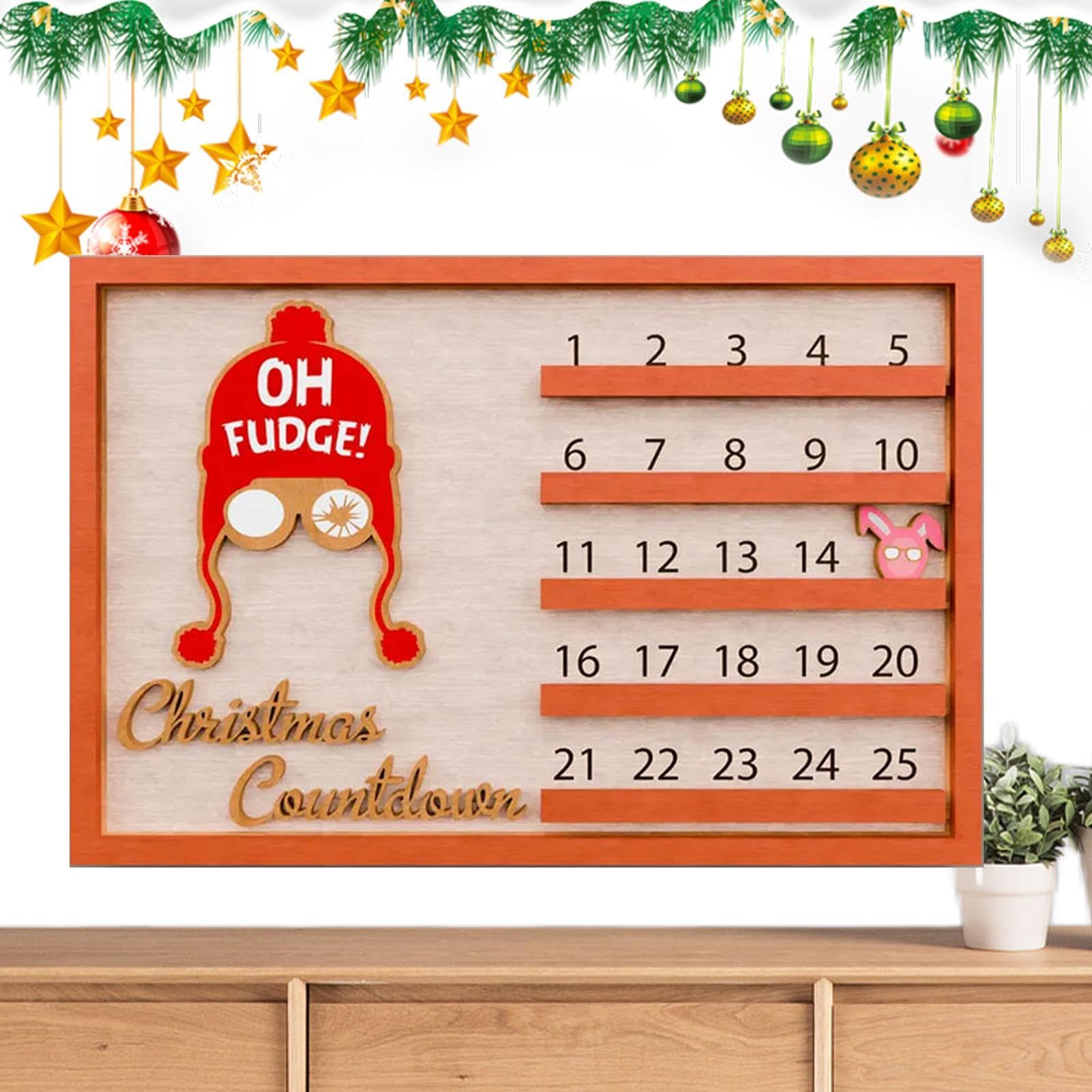 Calendario dell'Avvento con conto alla rovescia per Natale in legno, calendario per il conto alla rovescia scorrevole per tavolo di Natale in legno composito ornamento decorazione della tavola