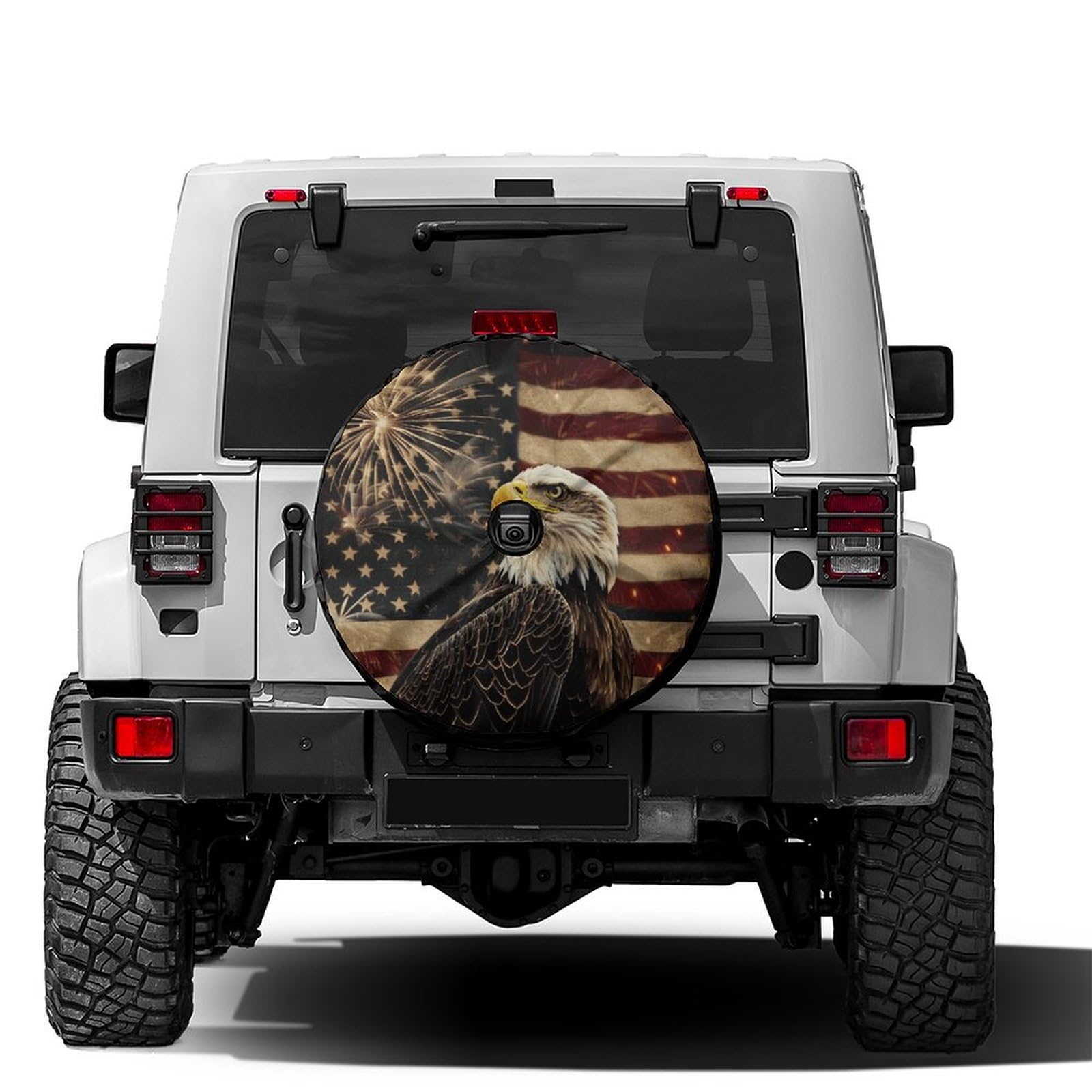 Dujiea Military Tactical Star Spare Tire Cover with Backup Camera Hole, Universal Wheel Tire Cover Tire Protectors for Jeep Trailer RV Van SUV Truck Camper and Many Vehicle 17inch — view 40