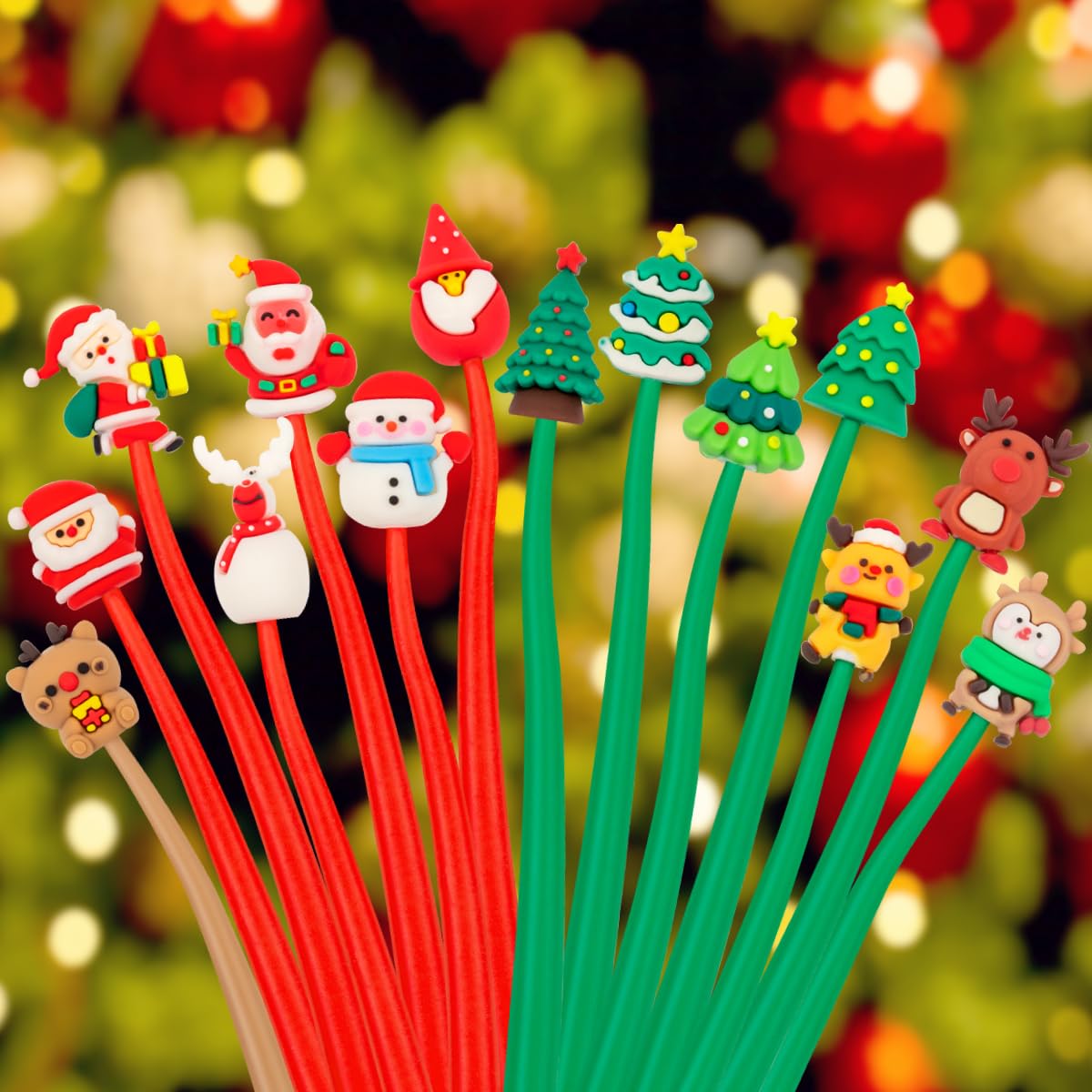 3 Stück Weihnachts-Kugelschreiber – Niedliche Schneemann & Weihnachtsbaum Motive