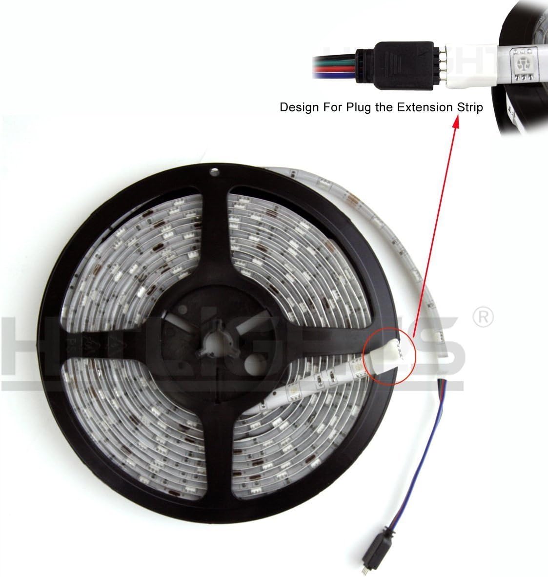 Weatherproof RGB 150 LED Light Strip Kit - 16.4 Foot Multicolor SMD 5050 Strips with Adhesive, 44 Key Remote & Power Supply - Cuttable, Connectable, & Customizable - For TV, PC, Kitchens, Decks & More