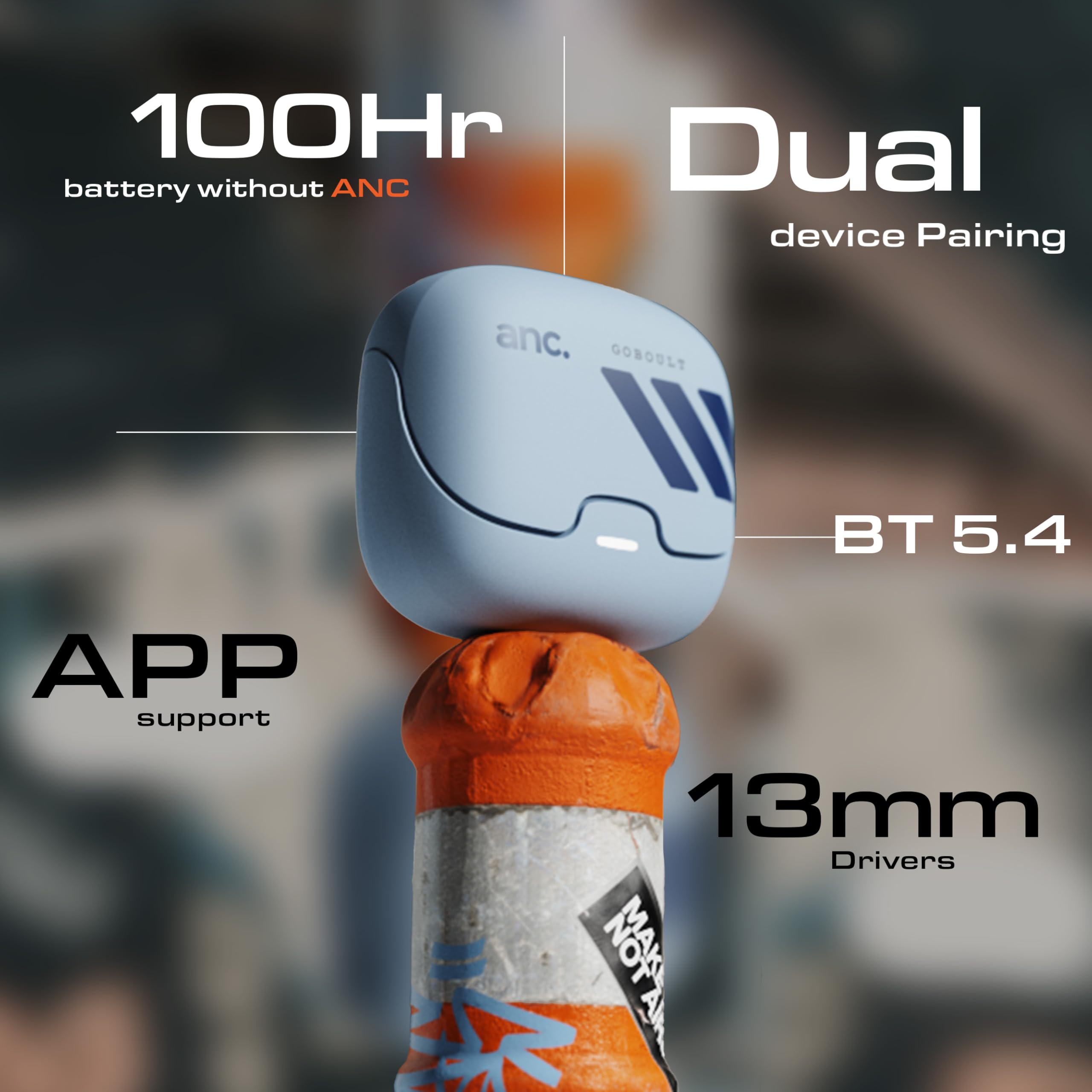 GOBOULT Z40 Pro v2.0 in Ear Earbuds with ANC, 100H Playtime, Amp App Support, Active Noise Cancellation, Quad Mic ENC, Dual Device Pairing, 13mm Driver, Bluetooth 5.4 Wireless (Cloud Blue) — Amazon image 3