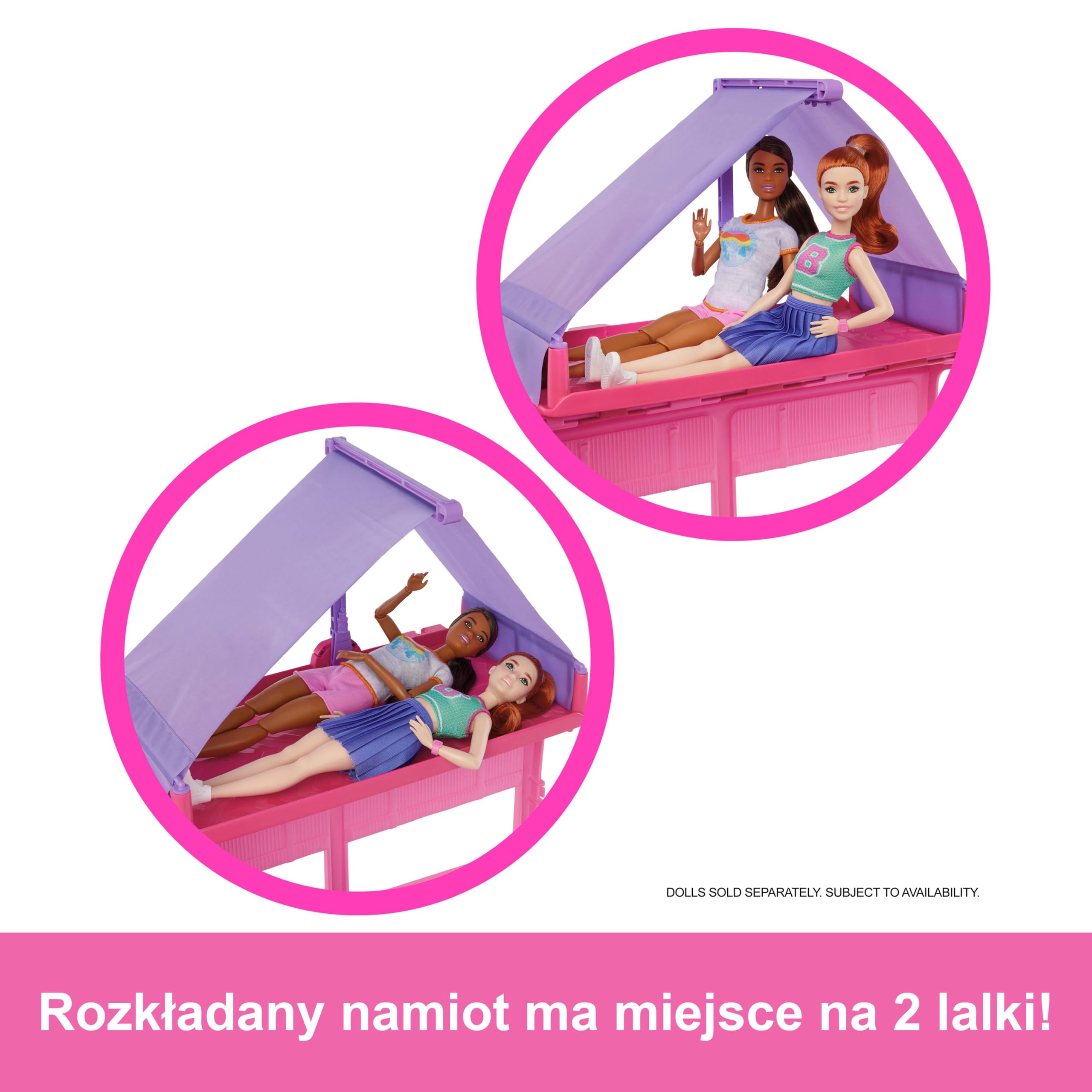 Barbie Dreamcamper Kamper Marzeń 2 w 1 pojazd zestaw zabawka dla dzieci 3+ HRJ78