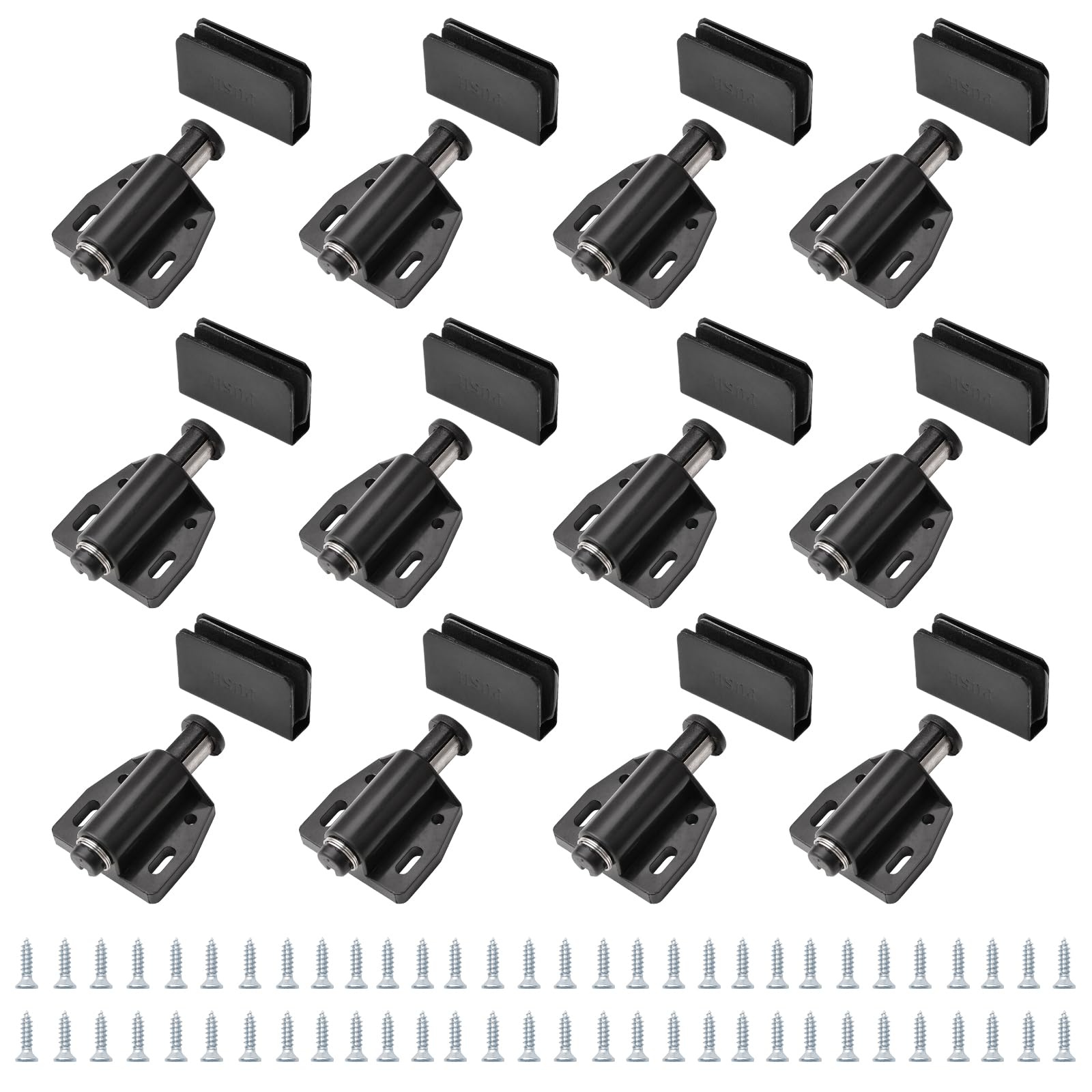 UFURMATE 12 Sets Glass Door Magnetic Catch Closures Push Open Single Glass Door Magnetic Touch Latches with Adjustable Cabinet Clamp, Fit for 3-6mm Free-Swinging Door (Black) â image 1
