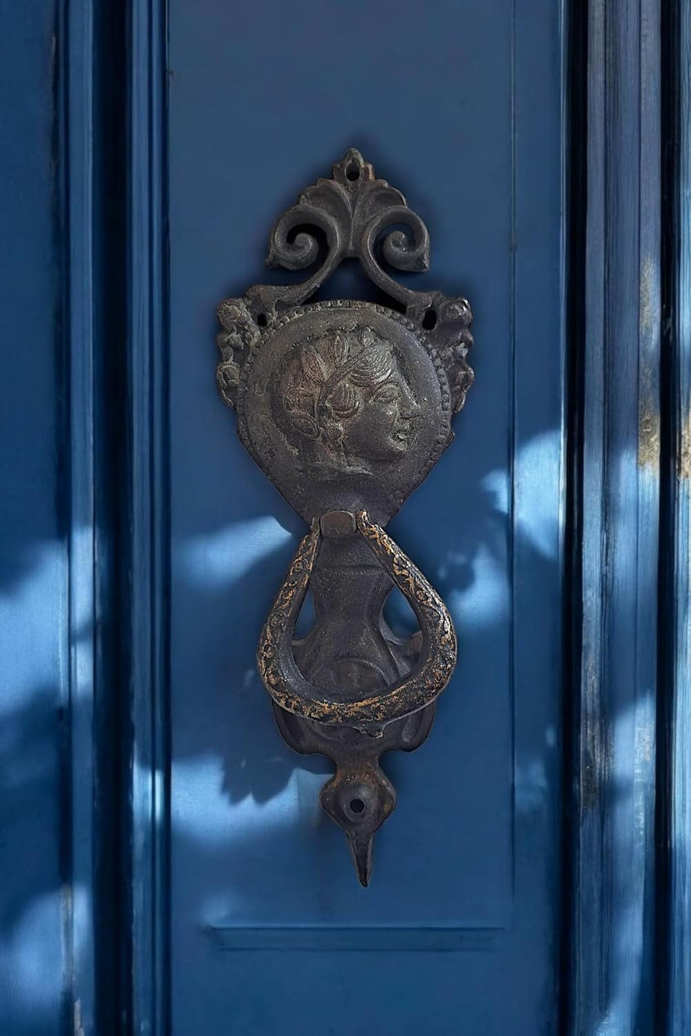 Vintage Brass Door Knocker, Classical Roman Design, Decorative Antique Finish