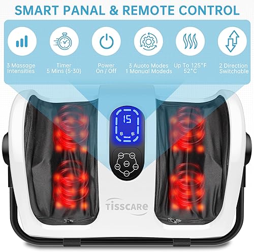 Miniatura 4 de TISSCARE Masajeador de pies Shiatsu con calor: masajeador de pies para fascitis plantar, neuropatía, circulación y alivio del dolor, masaje de