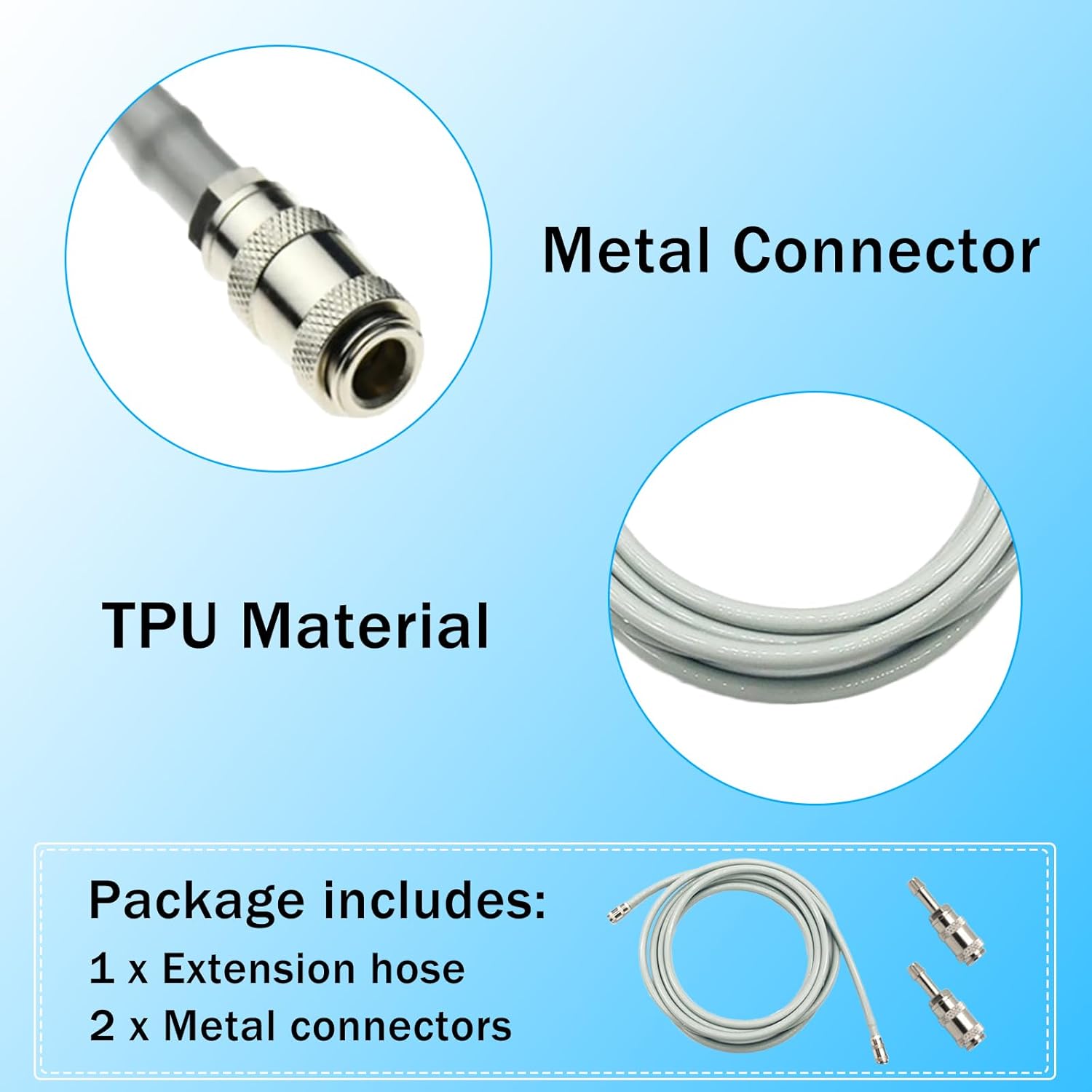 Extension Hose with Metal Ends, NIBP Cuff Connector, Compatible with T5 T6 T8 ipm 5 10 12 iMEC, 9.8ft Long (3m)