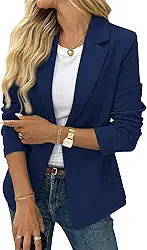 Blazer feminino casual de negócios com frente aberta, blazer de manga comprida de malha elástica para trabalho e escritório