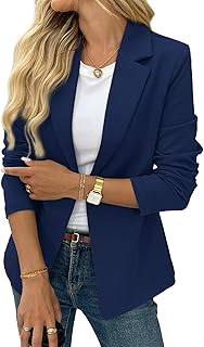 Women’s Business Casual Open Front Blazers, Stretchy Knit Long Sleeve Blazer Work Office Suit Jackets