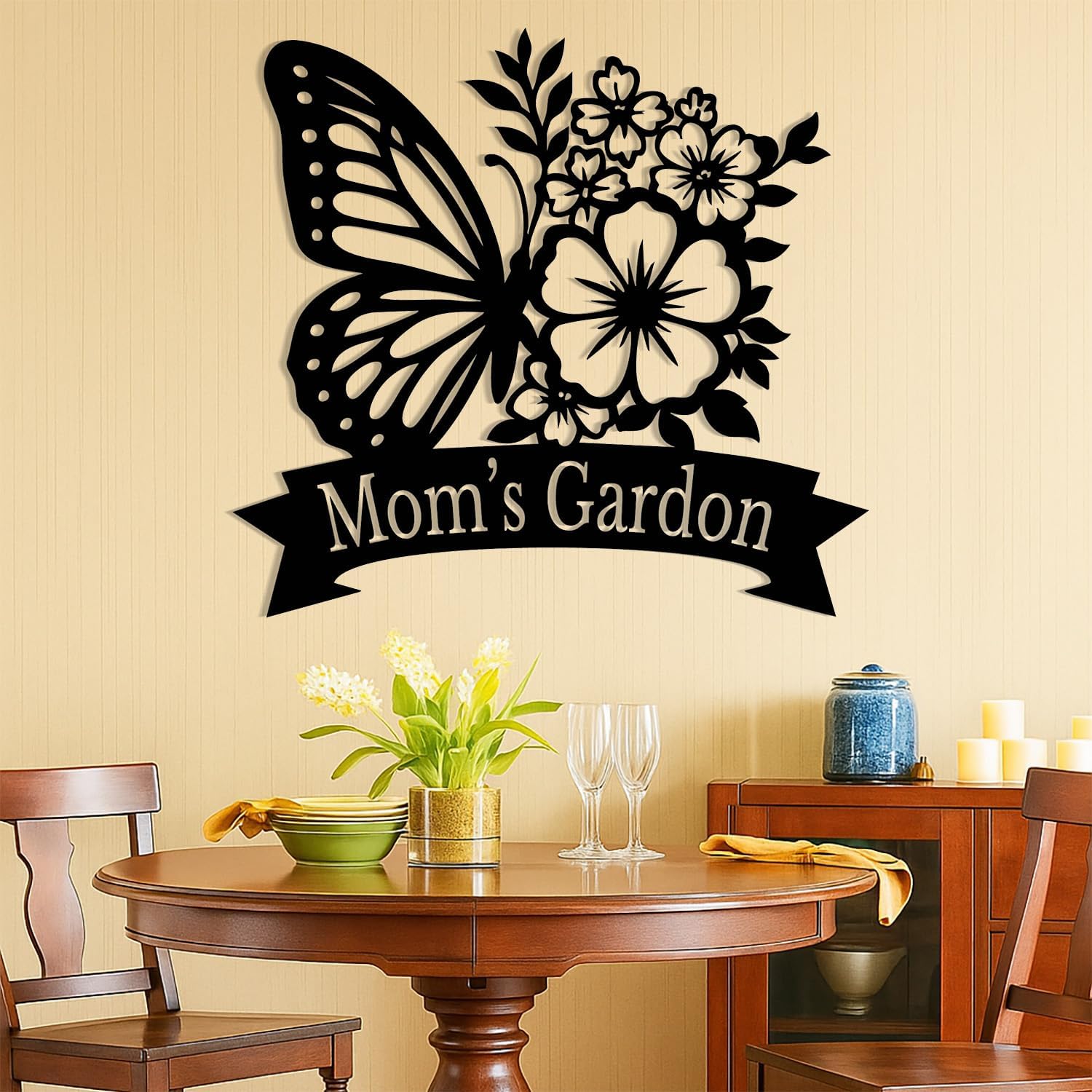 Custom Butterfly Metal Sign, Butterfly Garden Sign, Farmhouse Wall Art, Gift for Mom, Porch or Fence Decor, Personalized Garden Decor (Style-6) - Image 6