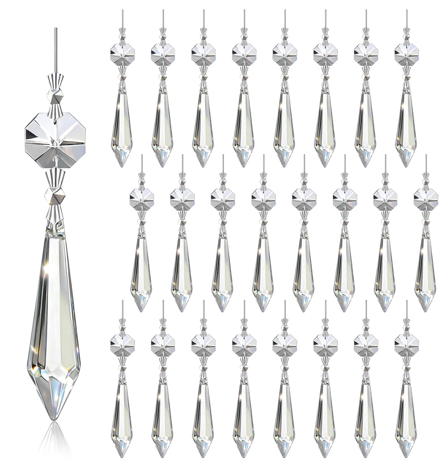 Perles octogonales de cristal transparent pour réparer un lustre 55 mm