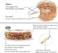 Vista 3 de RUICHEN Cadena de luces de alambre de cobre enchufable de 99 pies, 300 luces LED con carrete, verde