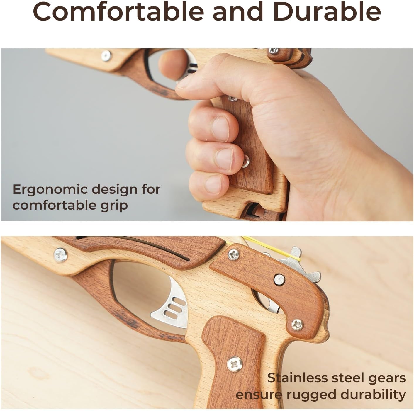 Wooden Rubber Band Gun Kit – DIY 3D Puzzle Model with Targets | Elastic Band Shooter Building Set | STEM Engineering Toy for Kids Ages 6+