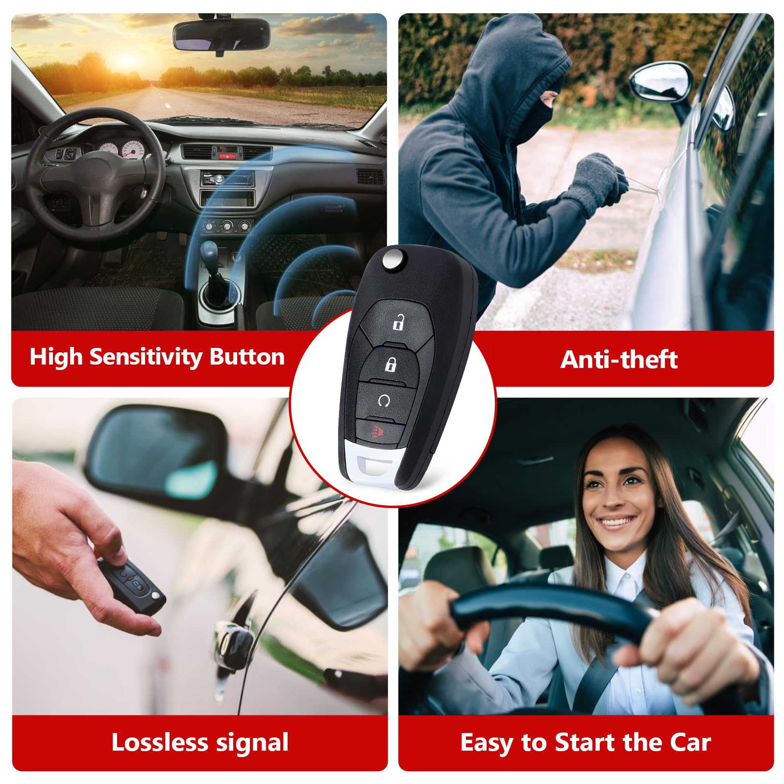 Telecomando di ricambio per telecomando Chevy Chevrolet Trax Spark Sonic 2019 2020 2021 2022 4 pulsanti 315 Mhz Telecomando per chiave auto ID FCC: LXP-T003, P/N: 13530736, 1353075