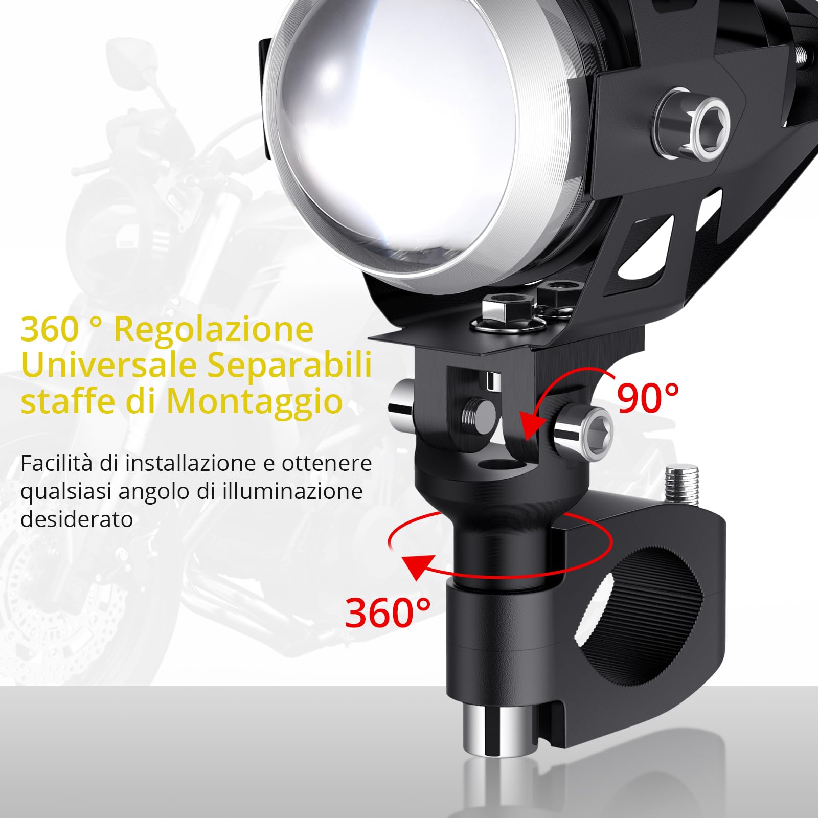 PROZOR 2 * U5 Faro Moto 15W 3000LM 2PZ Luci Anteriori per Moto Impermeabile Spotlight Faro per Motocicletta con Interruttore ON/OFF Lampada Antinebbia per Veicoli a 12/24V Come Motocicli Biciclette
