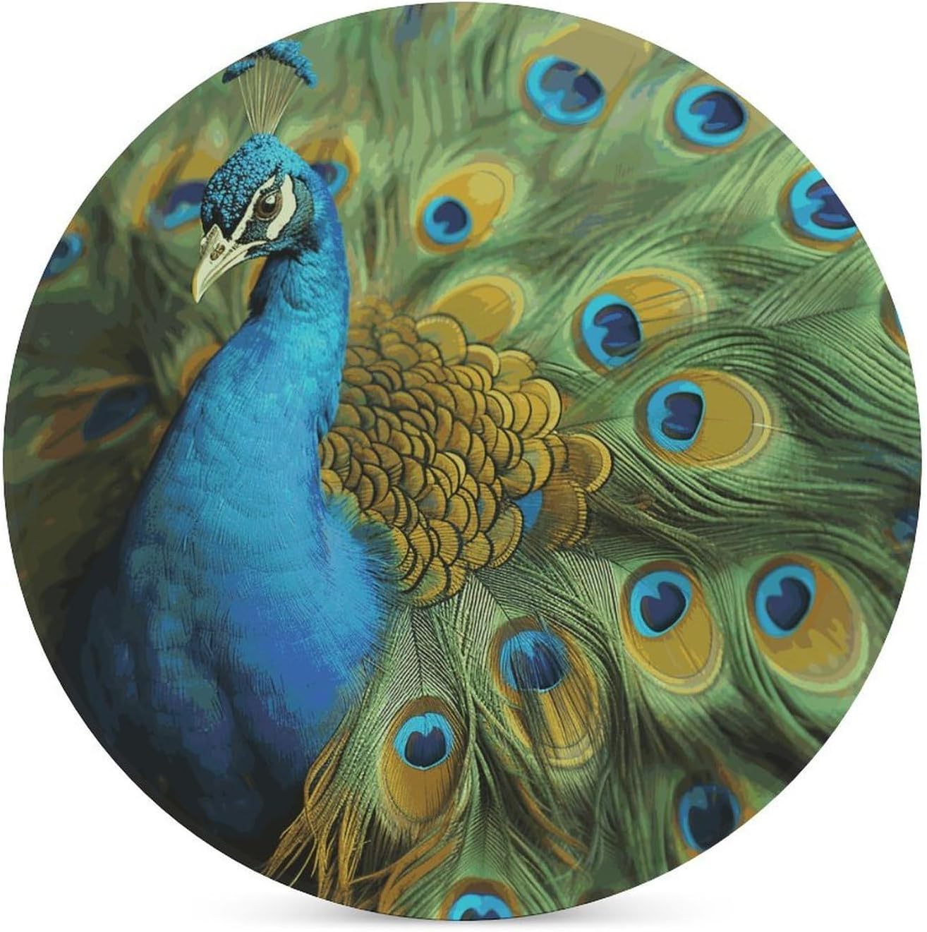 Peacocks Feather Coasters Round Coasters Set Ceramic Stone Coaster with Cork Base Coffee Cup Beverage Cup Mat Cute Funny Table Drinks Coaster for Mugs and Cups Office Kitchen