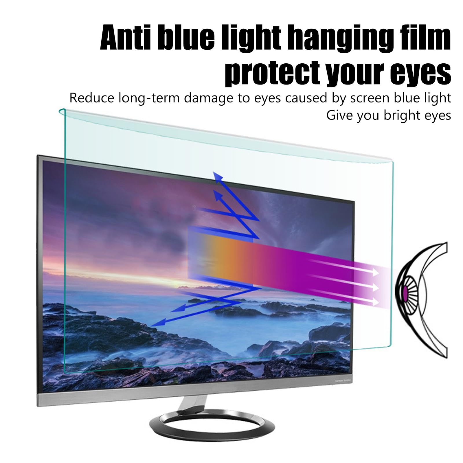 Acetato Blu FiiMoo 23-24 Pollici Computer Universale Filtro Anti Luce Blu, Pellicola Filtrante Anti-UV Per La Protezione Degli Occhi Per Monitor 23, 23,6, 23,8, 24 Pollici (22,04 X 14,17 Inch/16:9/16:10 Filtro Luce Blu