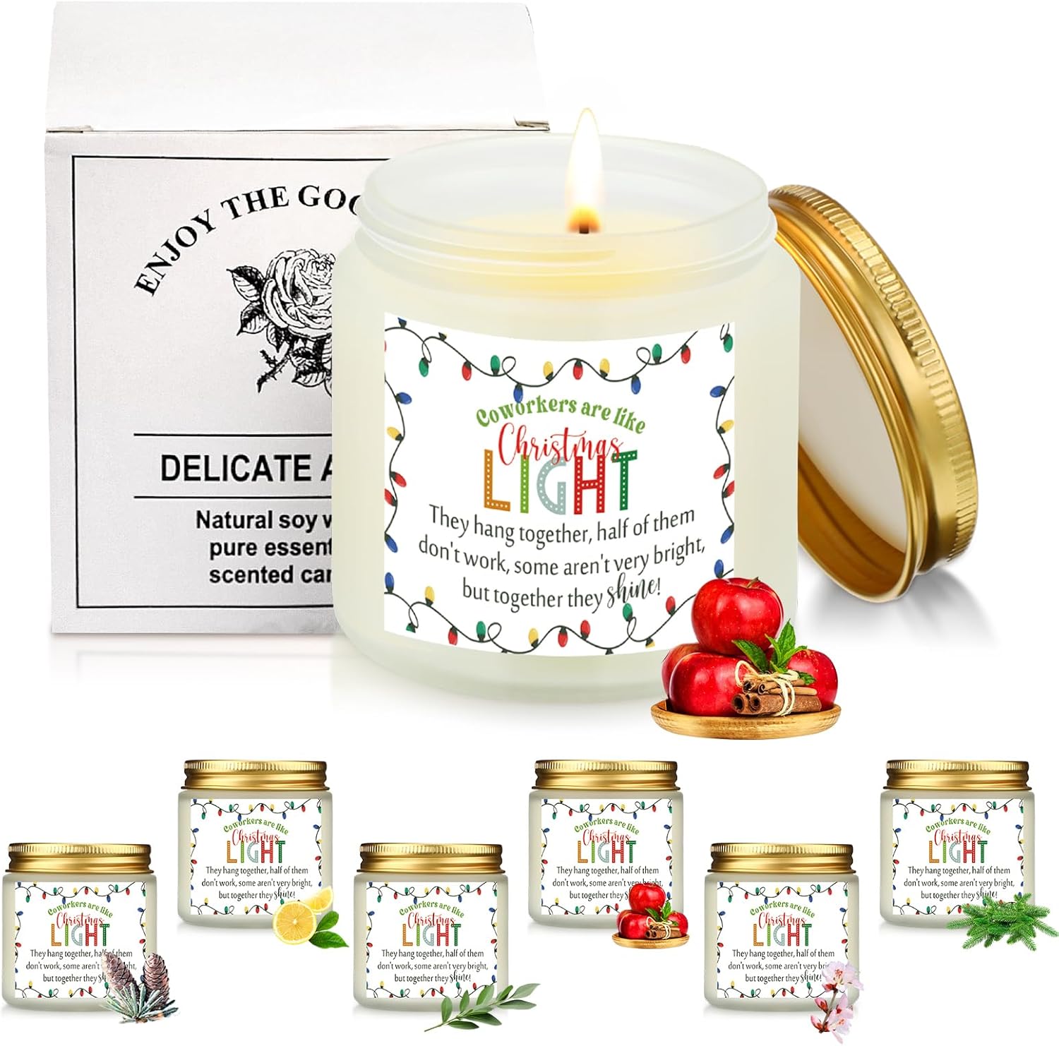 MTLEE 6 Pcs Christmas Scented Candles Gift Set 3.5 oz Soy