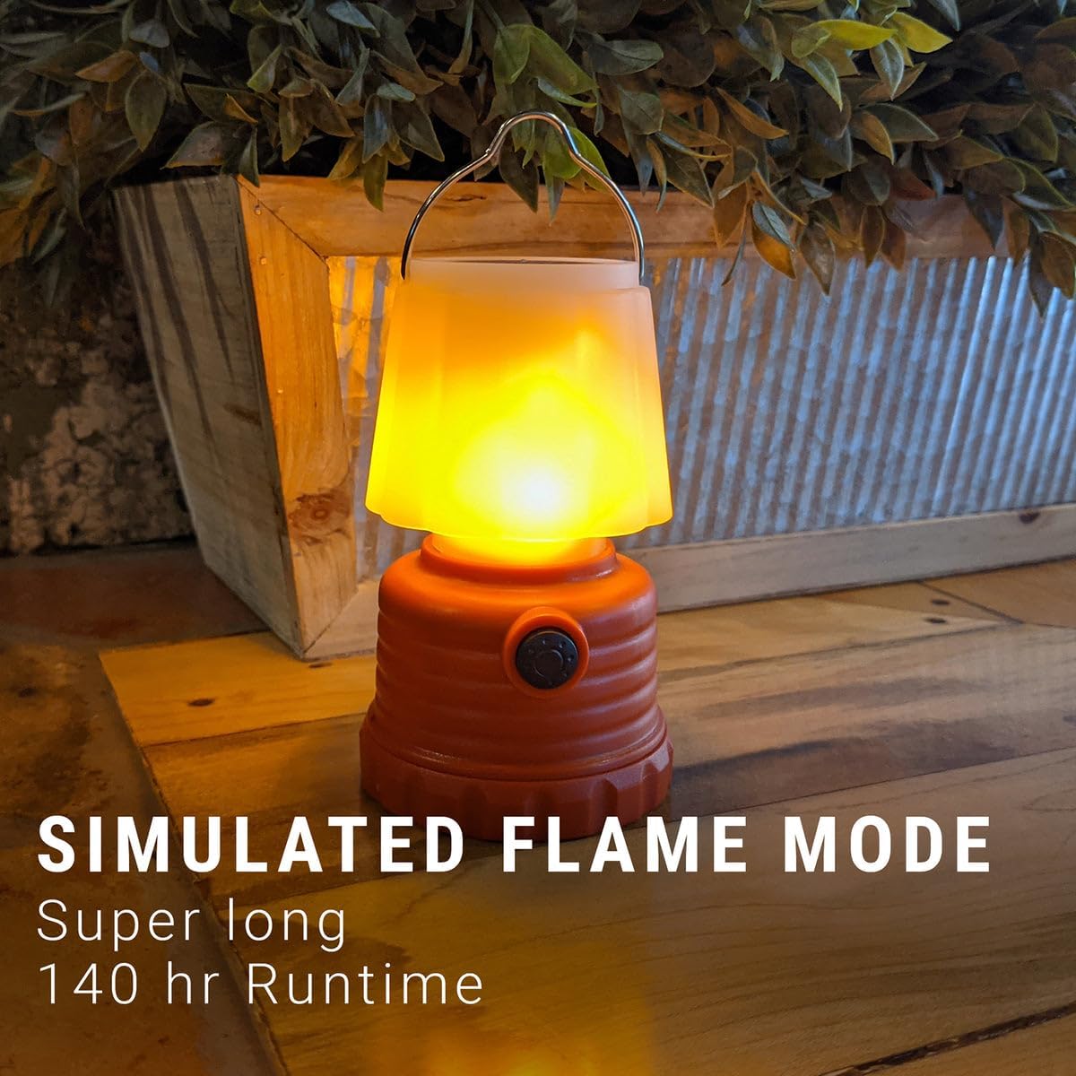 LitezAll Mini Lantern with White LED or Simulated Flame Mode, Compact Battery Operated Lantern for Cozy Indoor Ambiance, Camping, Decorative Use, or Emergency Lighting