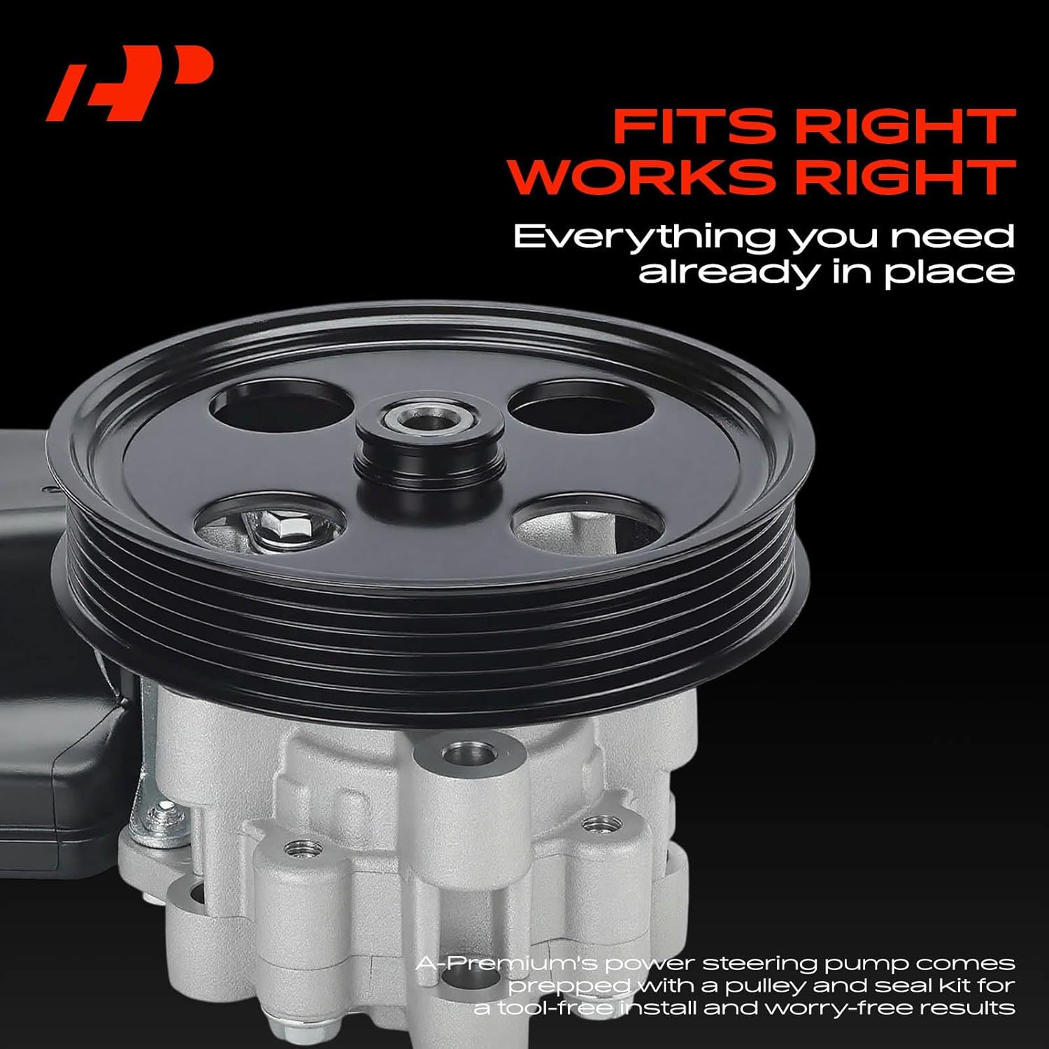 A-Premium Power Steering Pump, with Reservoir & 6-Groove Pulley, Compatible with Jeep WK Series Grand Cherokee 2005-2007 3.7L 4.7L, Grand Cherokee 2006-2010 6.1L, XK Series Commander 2006-2007 3.7L