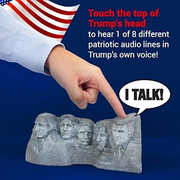 Donald Trump Mount Rushmore Talking Statue - Fathers Day Present for Dad - Says 8 Lines in Trump's Real Voice - Funny Trump Gag Gifts for Men - A Patriotic 250th Anniversary Desk Collectible
