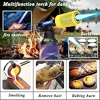 Vista 5 de Antorcha de butano con dispositivo antiquemaduras, cubierta protectora de acero inoxidable, encendedor de antorcha de cocina recargable, protector