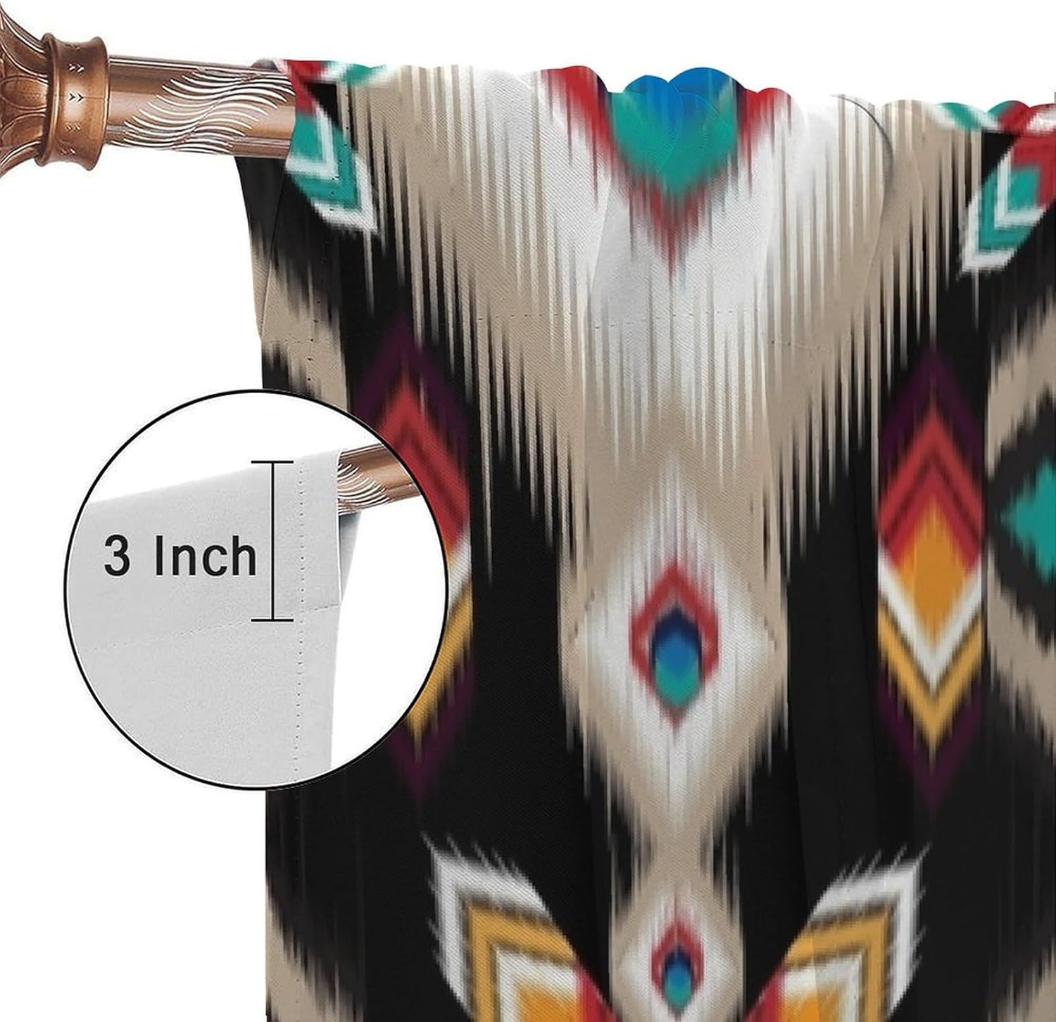 Aztec Native American Curtains for Bedroom Living Room, 82 Inch Southwestern Tribal Boho Western Curtain Panels, Blackout Rustic Curtains for Windows, 2 Panels W42xL45 inches - Image 6