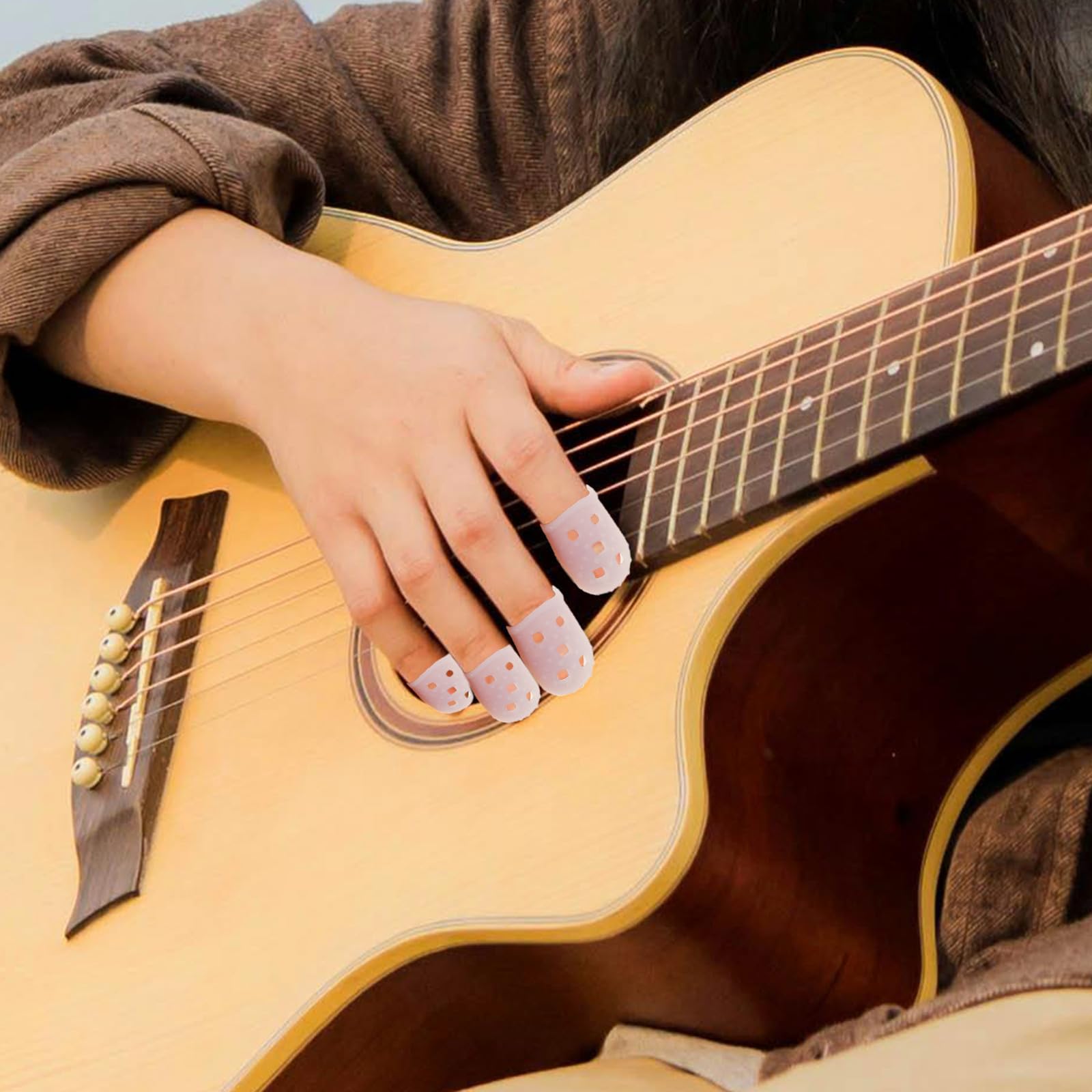 Hemobllo Kalimba Fingerschutz 10 Stück Transparent Silikon Daumenklavier Daumenschützer für Kalimba Spieler Fingerkuppenschutz und Rutschfestigkeit