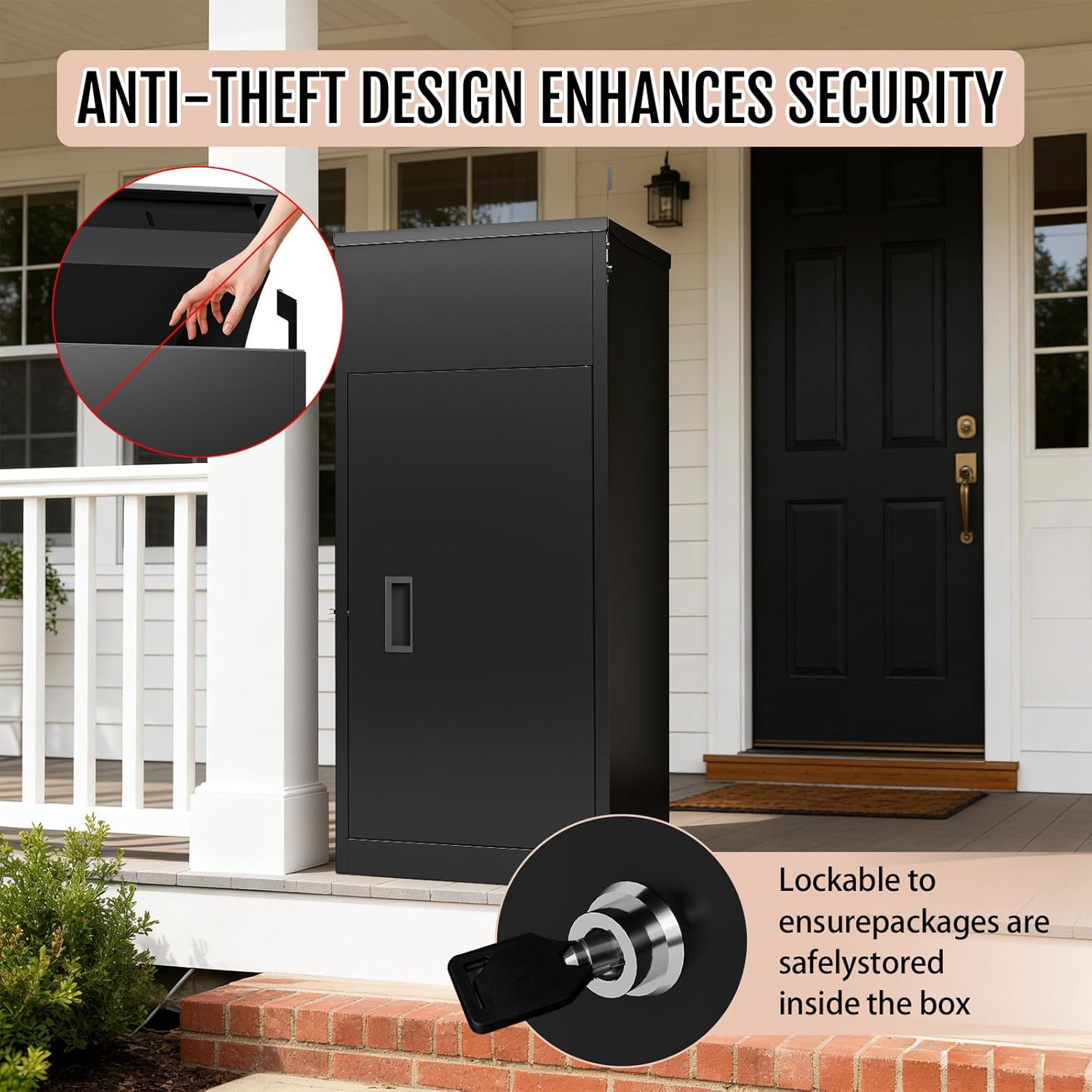 36.4" H Package Delivery Box for Outside Anti-Theft Outside Delivery Box with Lock Waterproof Porch Package Mailbox Drop Box with Security Baffle for Yard Office Garden Patio Home Porch Curbside