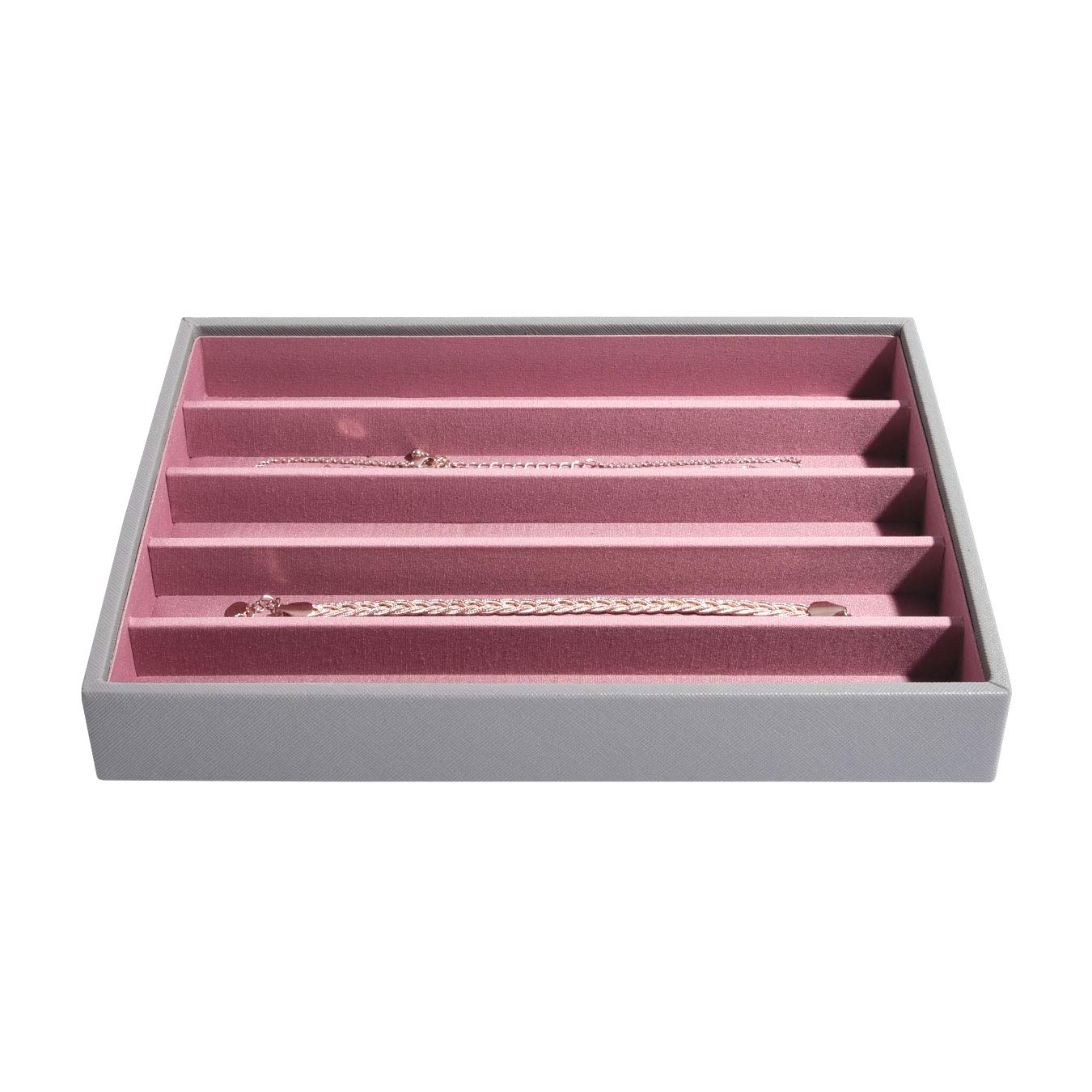 Stackers Dove Grey with Antique Rose Classic Medium Jewellery Box Necklace Layer