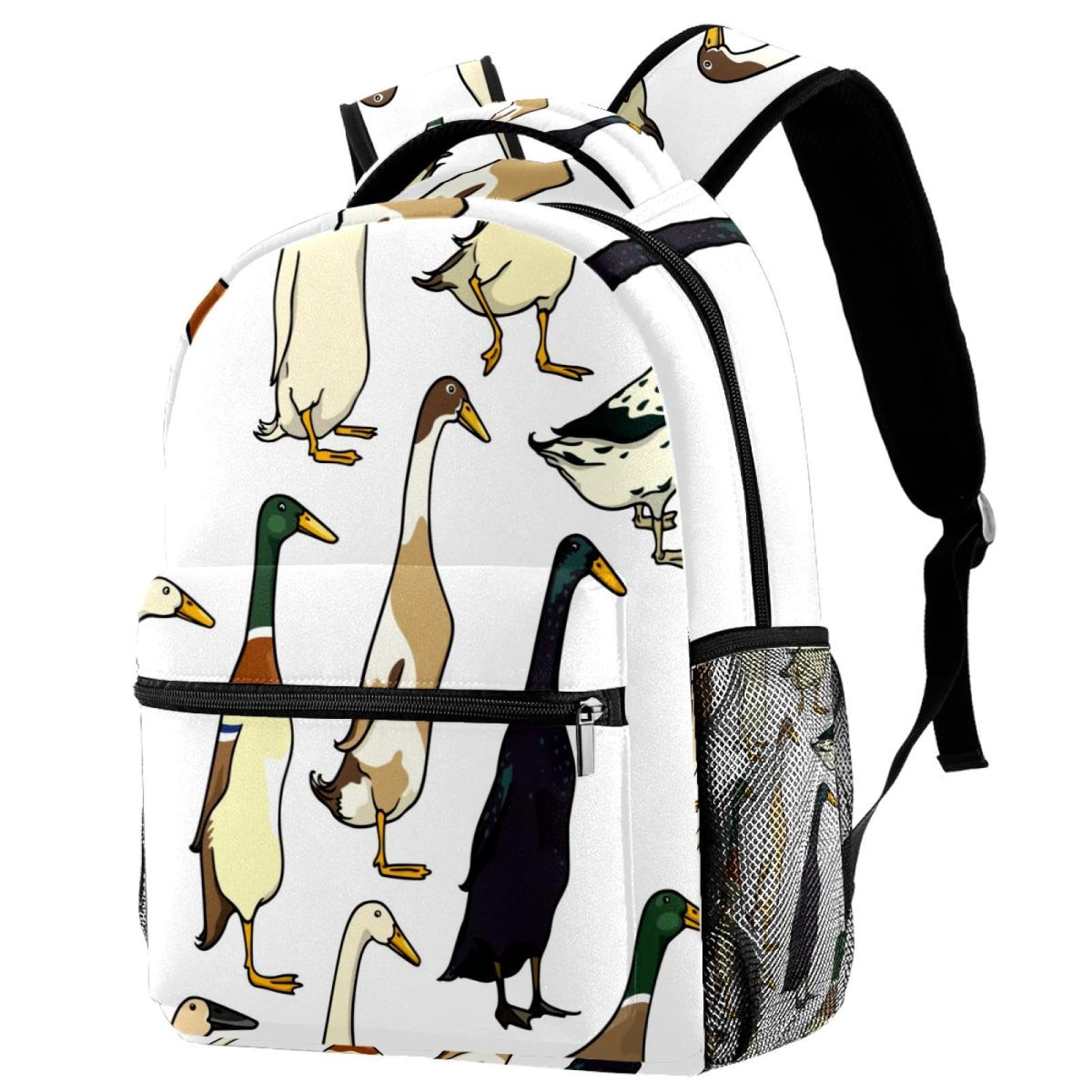 Vapokf Women's Multi Backpack Rucksack School Bag Travel Casual Daypack For Teen Girls Boys, Indian Runner Ducks Farm Animal