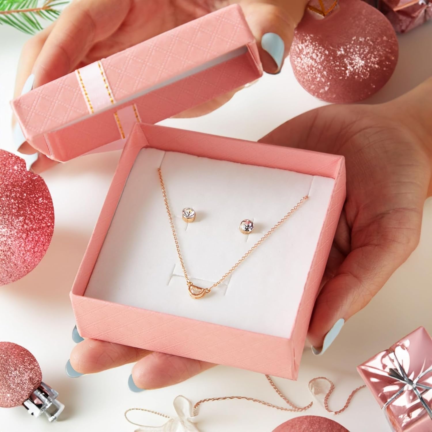 Bright Creations Cardboard Jewelry Gift Box Set - Bulk Gift Boxes with Lids & Ribbon Bows - Packaging for Rings & Necklaces - Earring Case & Bracelet Cases - Pack of 12, 3.5 x 3.5 x 1 in, 4 Colors