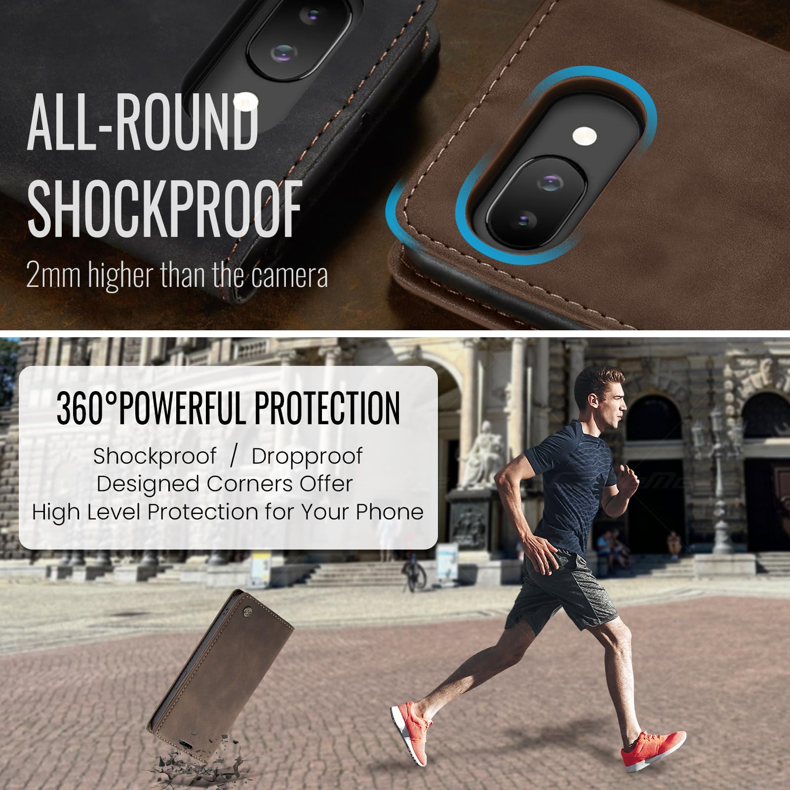 Azororo Cover per Google Pixel 9A 5G, Premium PU Pelle Custodia, Magnetica Carta Fessura Portafoglio Case, Flip Cavalletto Custodia per Google Pixel 9A - Caffè