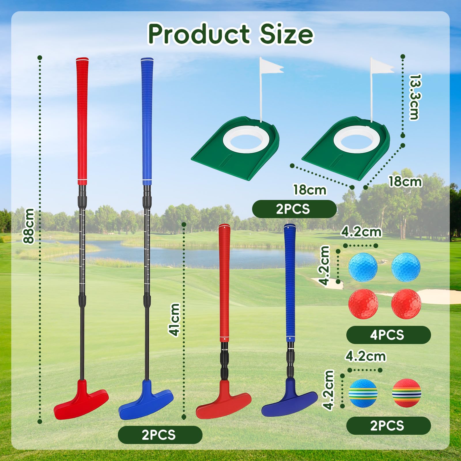 Flintronic Golf-Putter für Jugendliche und Erwachsene, Länge Golf Schläger mit Golfbällen, Putt Style Zwei-Wege-Kopf Tragbarer Abnehmbares Golfschläger für Wohnzimmer Office