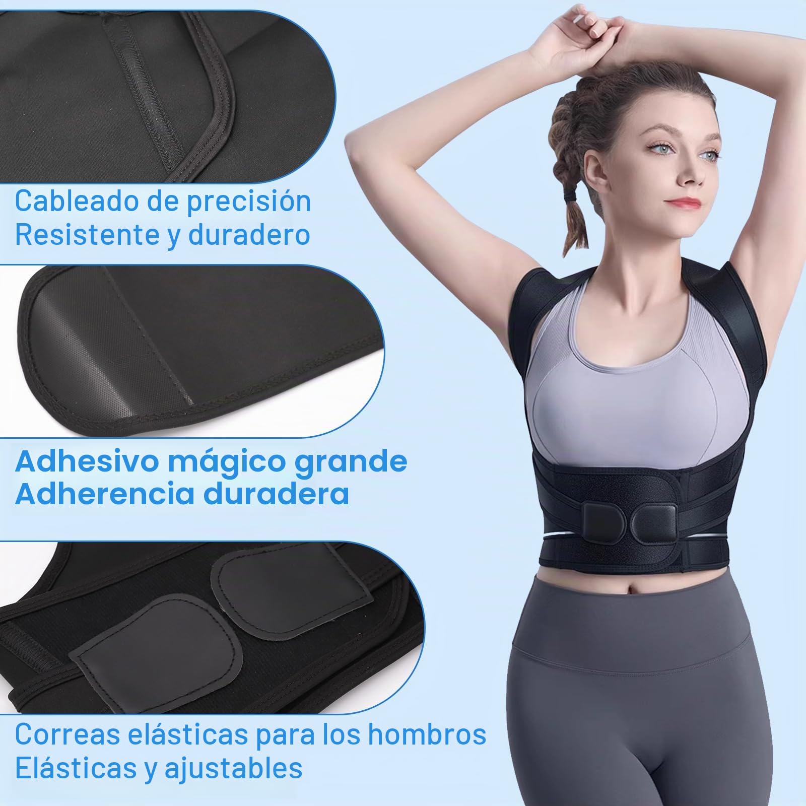 Cinturón de soporte lumbar ajustable, corrector de postura, entrenador de postura para mujeres y hombres, soporte de espalda completo para la columna vertebral y el hombro, ofrece alivio del dolor en