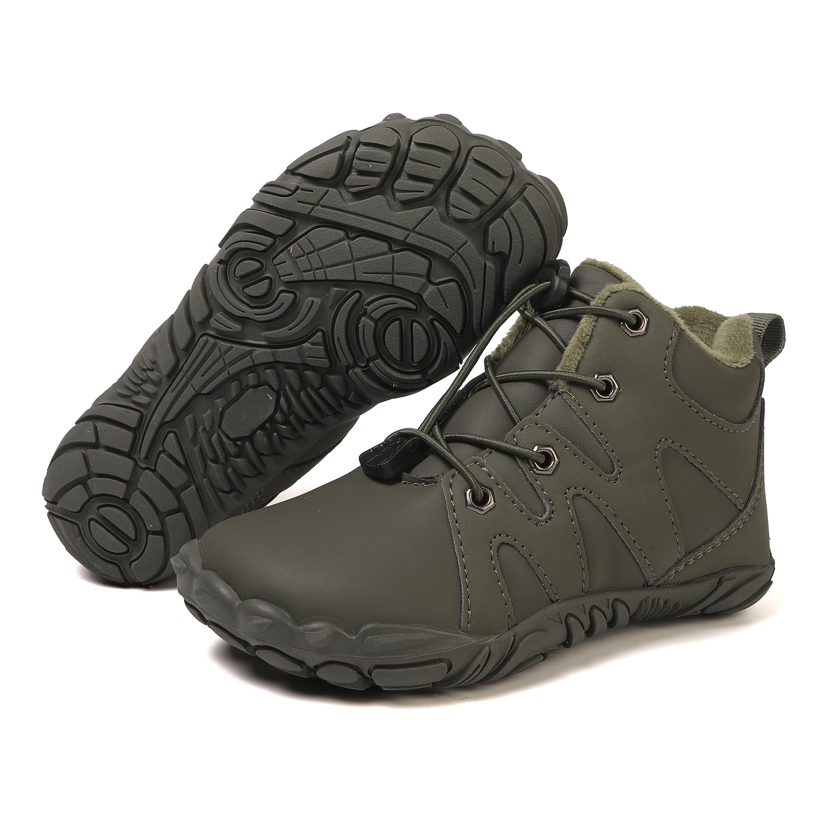 Unisex Zapatillas Descalzas Niños Minimalistas Mid Hiking Zapatos de Senderismo Antideslizante Zapatos de Trekking Barefoot Calientes Ligeras Impermeable 26-36EU