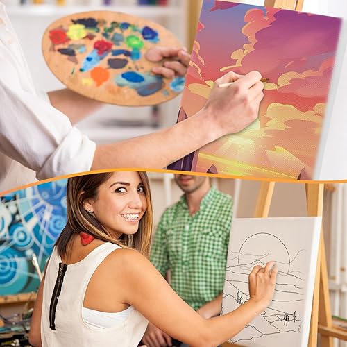 Miniatura 10 de Chuangdi 10 lienzos predibujados para pintar para adultos y niños, 8 x 10 pulgadas, suministros de fiesta preimpresos, kit de pintura de lienzo de