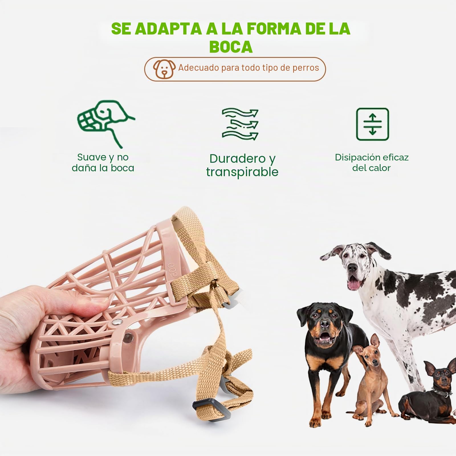 PETCUTE Bozal para Perros,Transpirable y Cómodo,Bozal de Canasta para Perros con Ajustable Correa,Evitar Morder, Masticar, Ideal para Paseos, Adiestramiento y Veterinario,Marrón,L