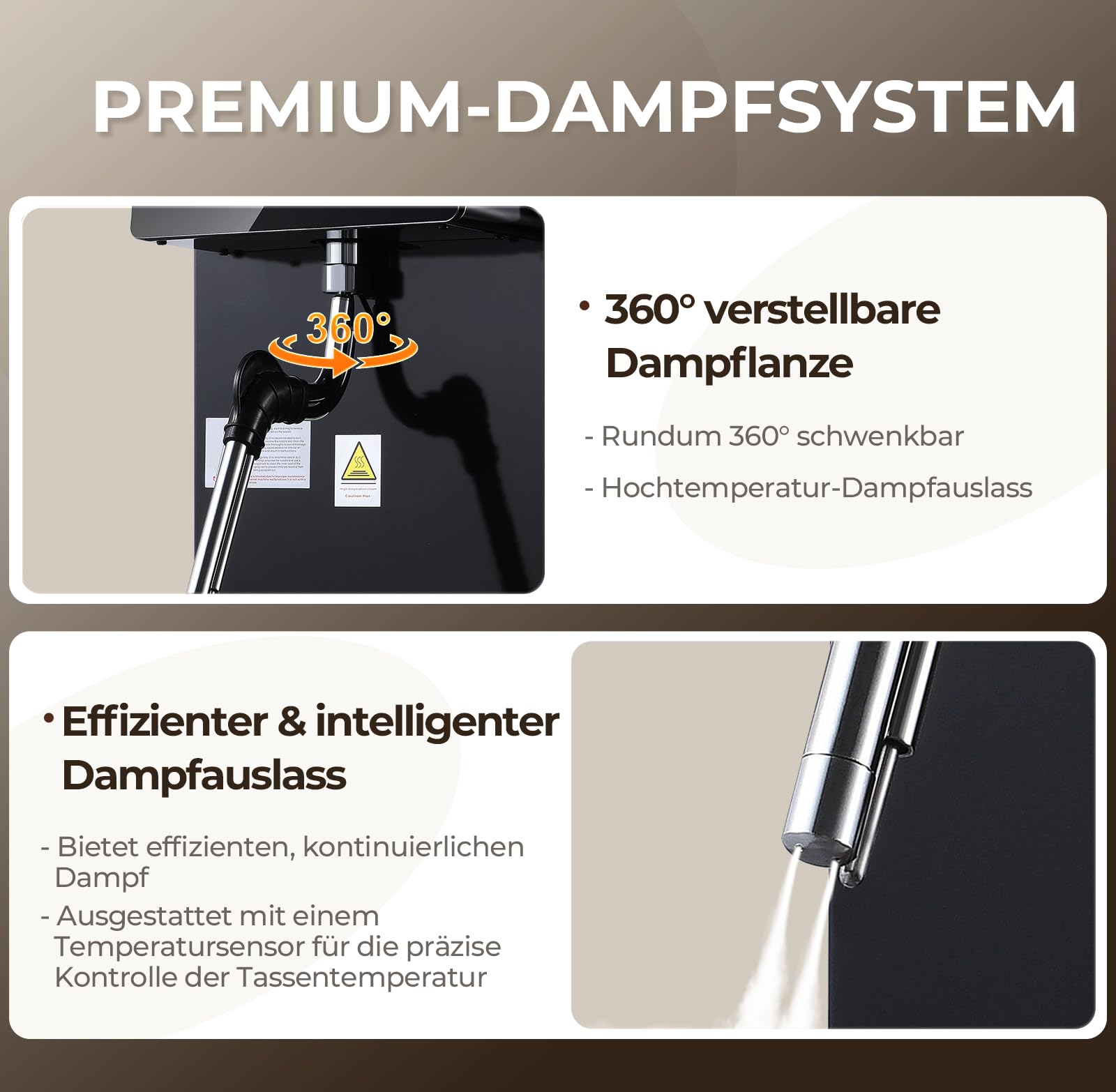 Komercyjny spieniacz do mleka, automatyczna maszyna parowa 1800 W, 6 l/1,6 Gal