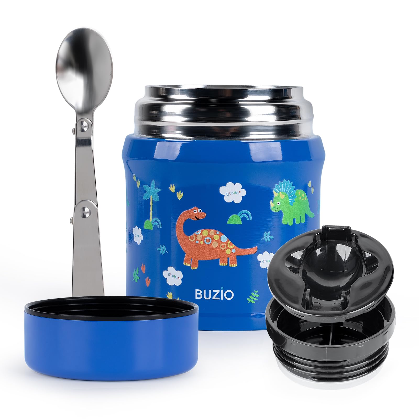 Recipiente de comida aislado para niños y adultos, tarro de comida para niños aislado al vacío de acero inoxidable de 10 onzas con cuchara plegable, a prueba de fugas, tarro de comida aislado al
