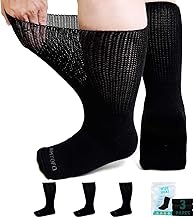 LOFIR Calcetines Diabéticos Algodón Hombre: Calcetines Sin Elásticos Sin Goma para Mujer Sin Costuras Sin Presión Extra Ancha Cinturones para Pie Linfedema 3 Pares 39-50