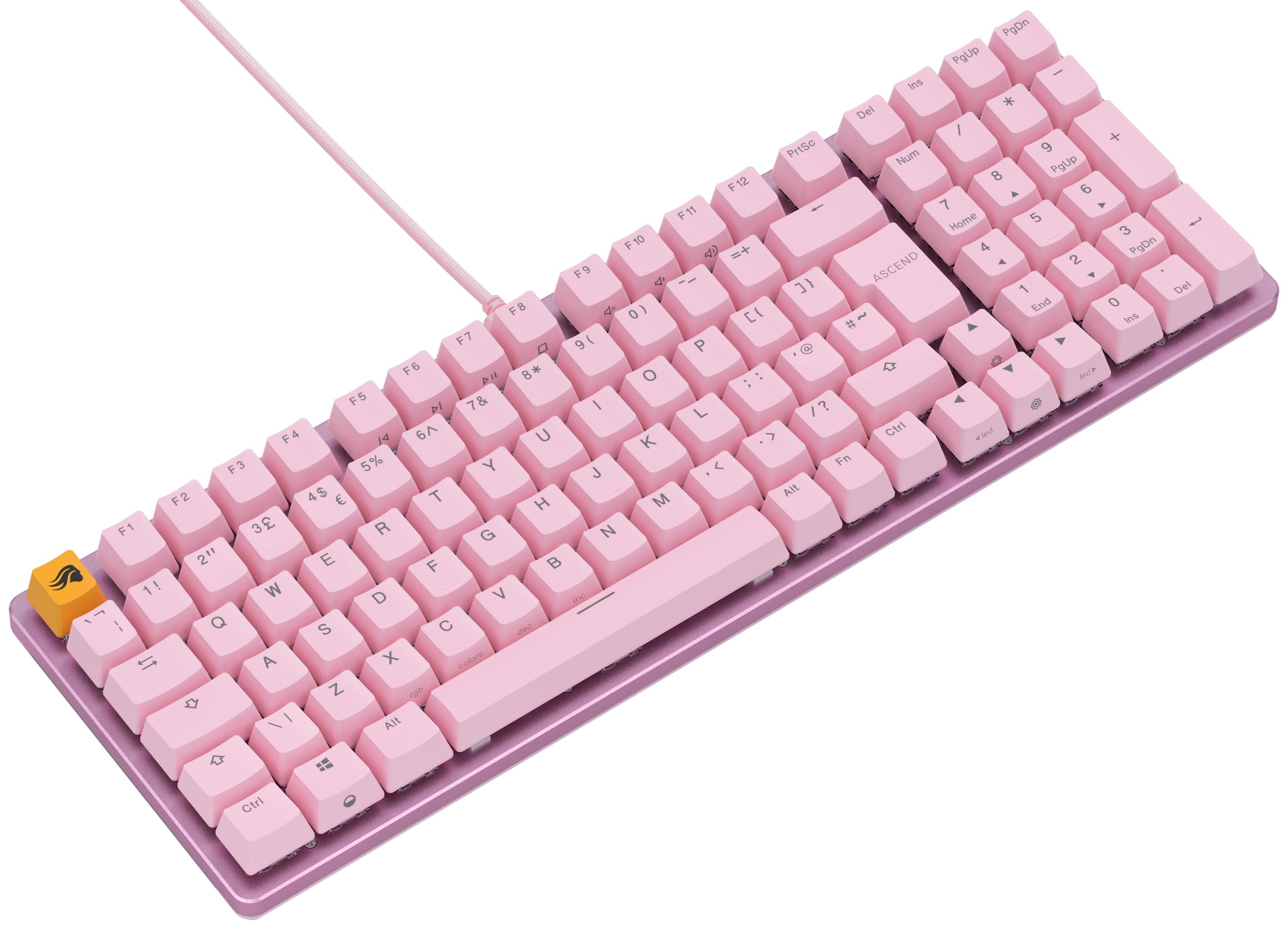 GLORIOUS Gaming GMMK 2 Full Size (96%) - Tastiera da gaming meccanica, struttura in alluminio, personalizzabile, tasti a doppia iniezione, Fox Switches, RGB, layout QWERTY inglese - Rosa